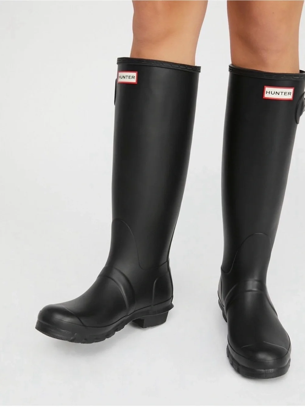 Hunter Rain Boots Tall Matte Black Original Back Adjustable Women’s EU 37 US 6